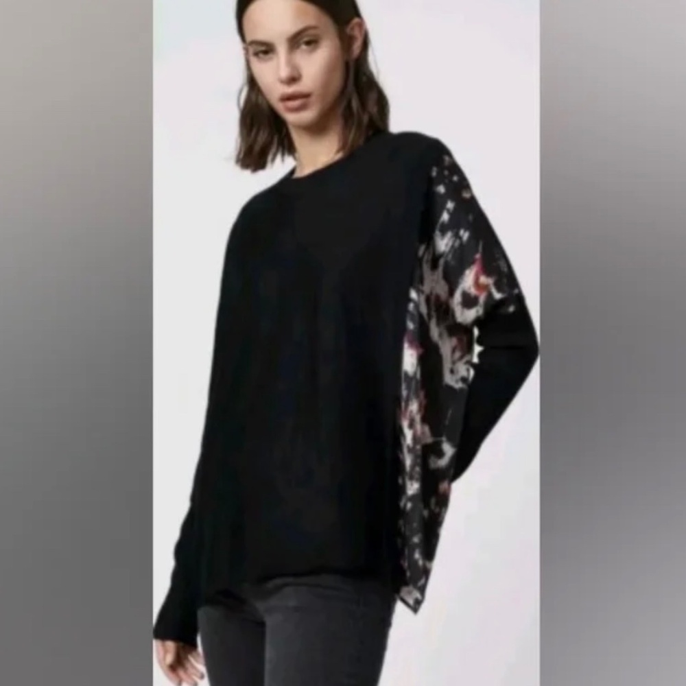 ALLSAINTS Women’s Koko Wing Wrap Merino Wool Mixed Media Sweater small